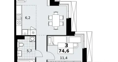 Mieszkanie 3 pokoi w Kommunarka, Rosja