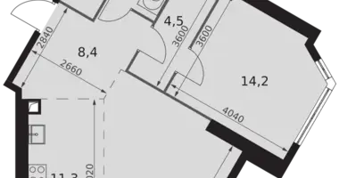 Apartamento 2 habitaciones en Moscú, Rusia