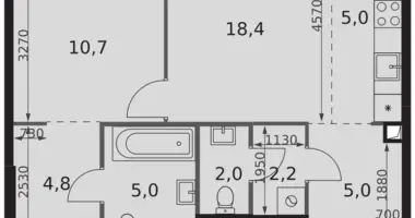2 room apartment in Moscow, Russia