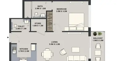 Apartamento 1 habitacion en Dubái, Emiratos Árabes Unidos