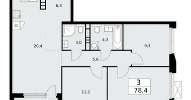 Apartamento 3 habitaciones en Kommunarka, Rusia