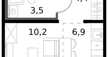 Estudio 1 habitación en Leninsky District, Rusia