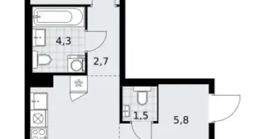 2 room apartment in Troitsk, Russia