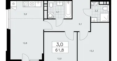3 room apartment in Kommunarka, Russia