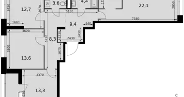 Appartement 3 chambres dans Moscou, Russie
