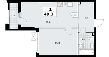 Wohnung 1 zimmer in Troizk, Russland