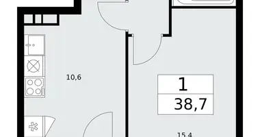 1 room apartment in Kommunarka, Russia