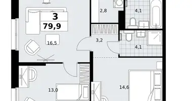 Wohnung 3 zimmer in Kommunarka, Russland