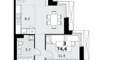 Квартира 3 комнаты в район Коммунарка, Россия