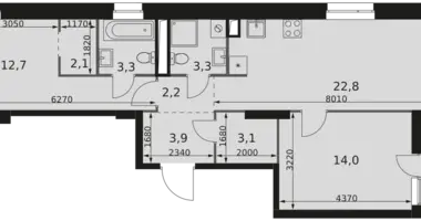 Wohnung 2 zimmer in Moskau, Russland