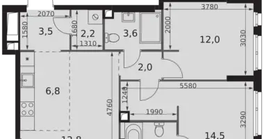 Apartamento 3 habitaciones en Moscú, Rusia