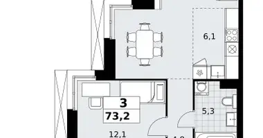 Квартира 3 комнаты в район Коммунарка, Россия