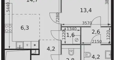 2 room apartment in Moscow, Russia