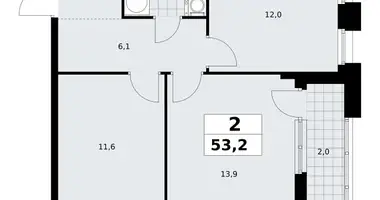 2 room apartment in Kommunarka, Russia