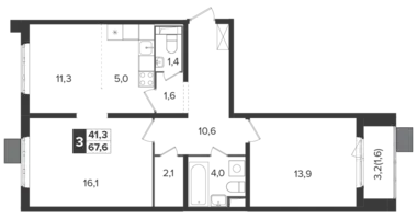 Appartement 3 chambres dans Leninsky District, Russie