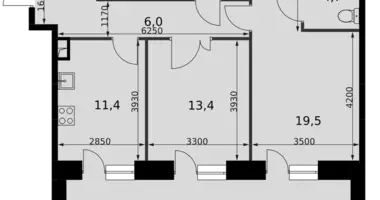 Apartamento 2 habitaciones en Moscú, Rusia