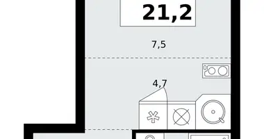 1 room apartment in Kommunarka, Russia
