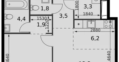 2 room apartment in Moscow, Russia