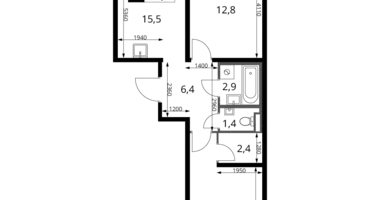 Квартира 2 комнаты в Сапроново, Россия