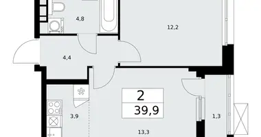 Apartamento 2 habitaciones en Kommunarka, Rusia