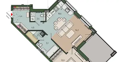 Квартира 1 комната в Калининград, Россия