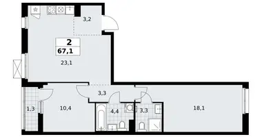 Appartement 2 chambres dans Kommunarka, Russie