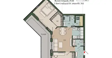 Appartement 2 chambres dans Kaliningrad, Russie