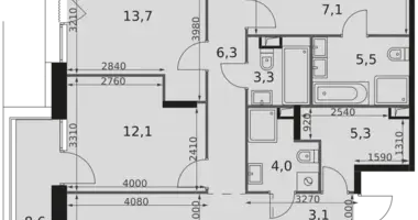 5 room apartment in Moscow, Russia