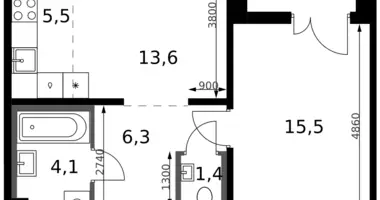 2 room apartment in Leninsky District, Russia