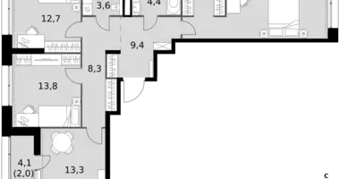 3 room apartment in Moscow, Russia