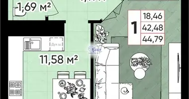 Wohnung 1 zimmer in Kaliningrad, Russland