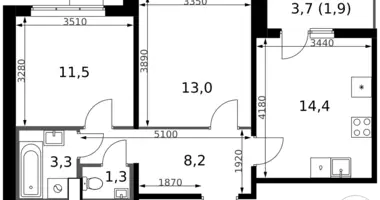 2 room apartment in Leninsky District, Russia