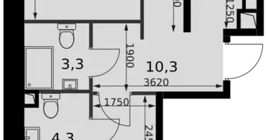 Apartamento 2 habitaciones en Moscú, Rusia