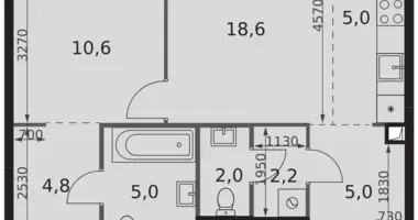 Wohnung 2 zimmer in Moskau, Russland