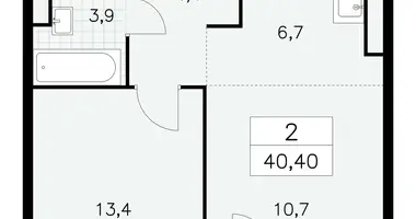 2 room apartment in Moscow, Russia