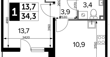 Wohnung 1 zimmer in Ljuberzy, Russland