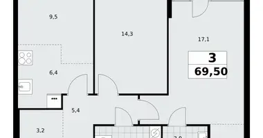 Wohnung 3 zimmer in Moskau, Russland