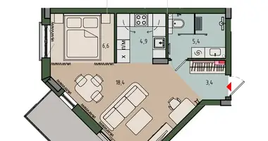 Квартира 1 комната в Калининград, Россия