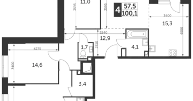 Apartamento 4 habitaciones en Moscú, Rusia