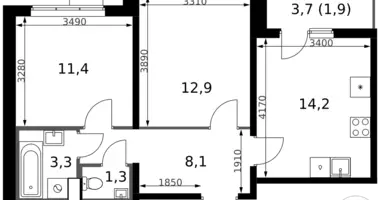 2 room apartment in Leninsky District, Russia