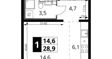 Kawalerka 1 pokój w Leninsky District, Rosja