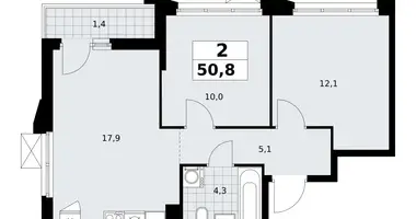 2 room apartment in Troitsk, Russia