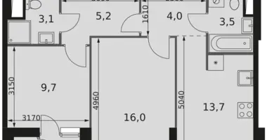 2 room apartment in Moscow, Russia