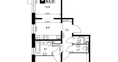 3 room apartment in Leninsky District, Russia