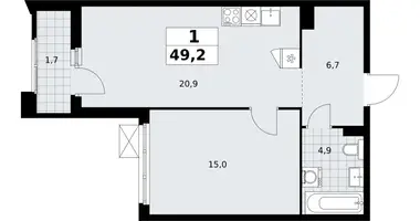 1 room apartment in Troitsk, Russia