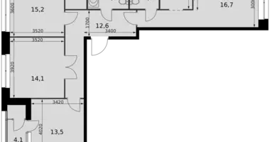 Apartamento 3 habitaciones en Moscú, Rusia