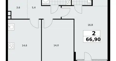 Wohnung 2 zimmer in Moskau, Russland