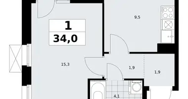 1 room apartment in Kommunarka, Russia