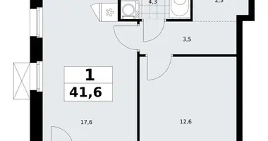 1 room apartment in Kommunarka, Russia