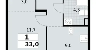 1 room apartment in Lagolovskoe selskoe poselenie, Russia